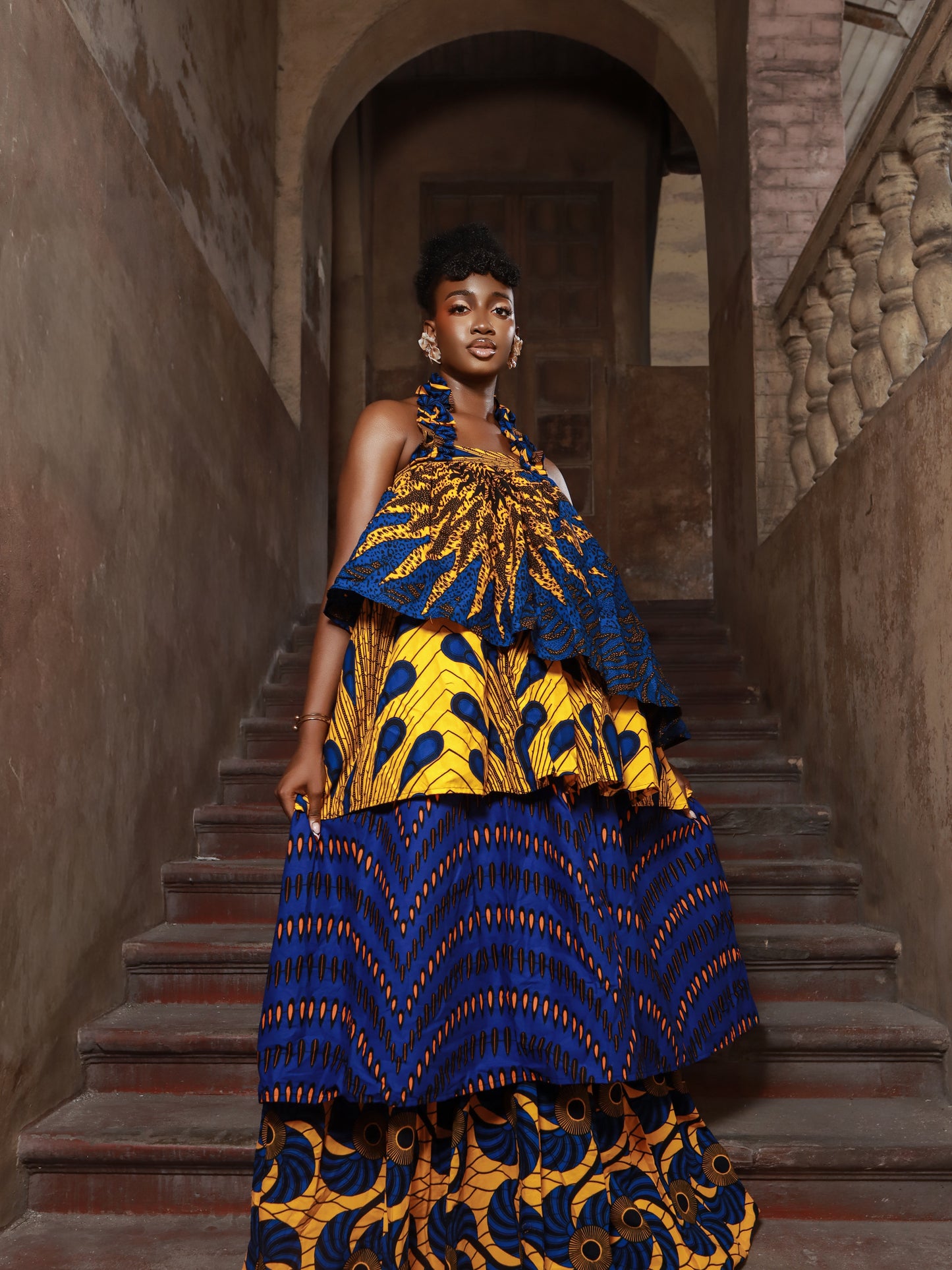Zuriel Blue African Print Maxi Dress