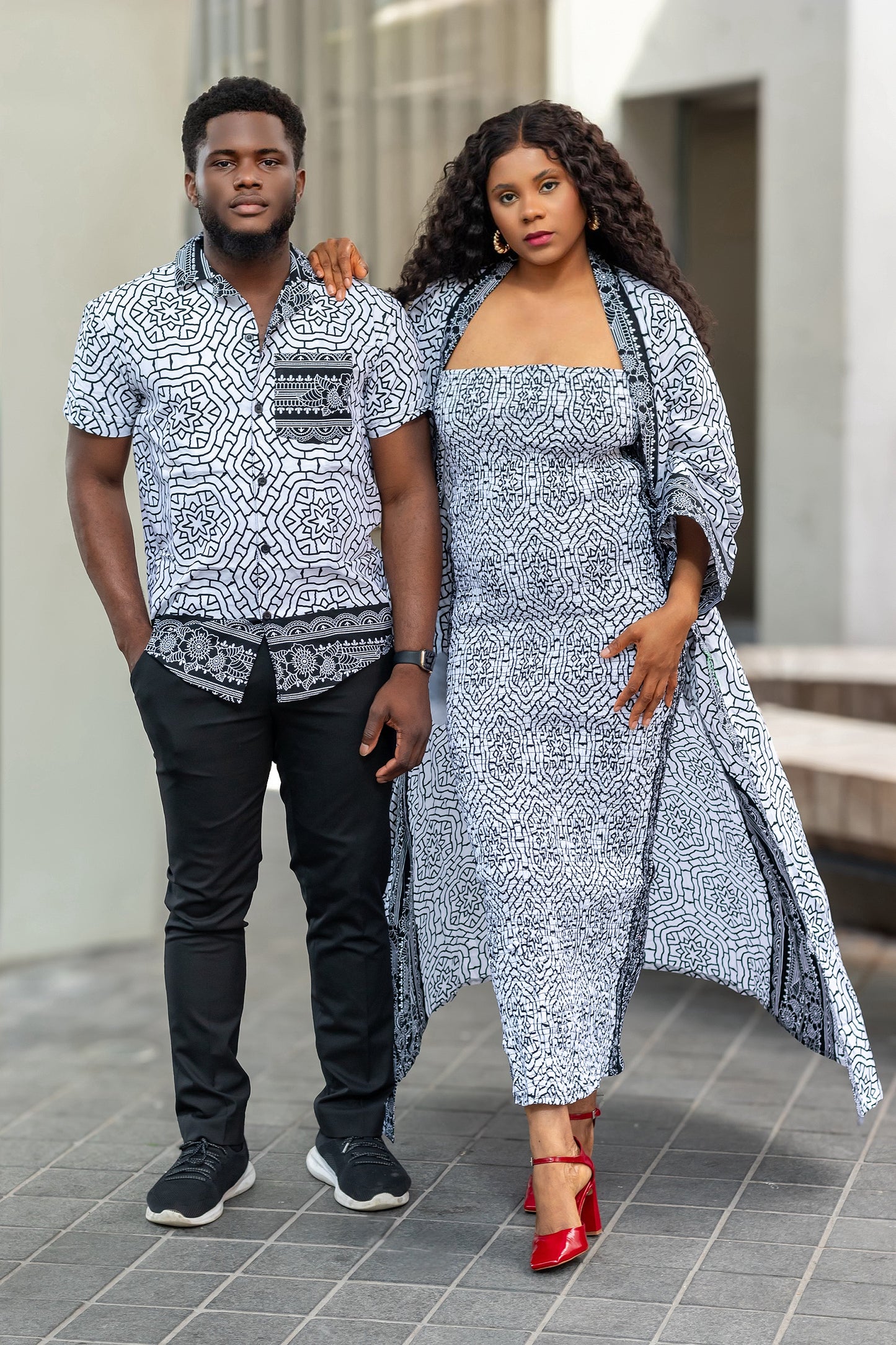 Isaa Sleeveless Smock dress and Kimono African Print set