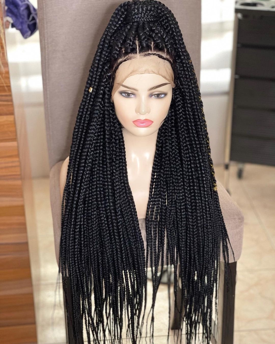 Braided Wig,knotless Box Braids, Cheap Black Women Wig,full Lace Wig,full  Frontal Wig,red Hair,braidswig, 