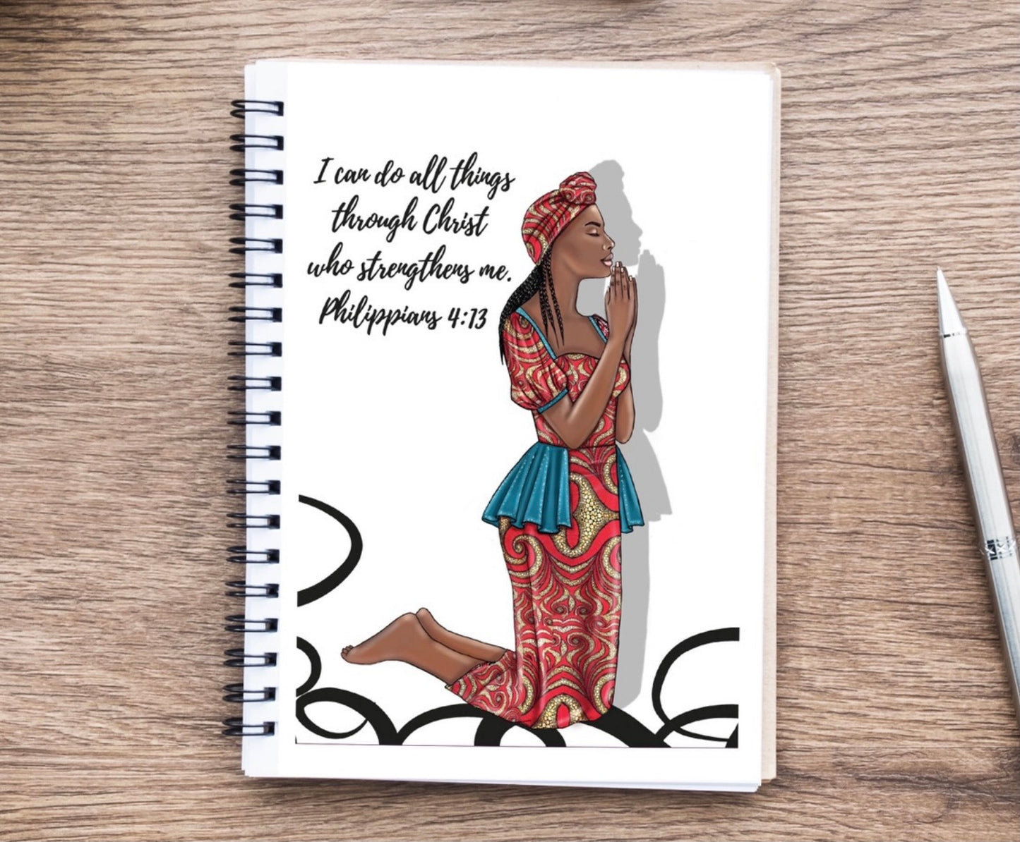 Wire notebook/Journal, with Bible verse.