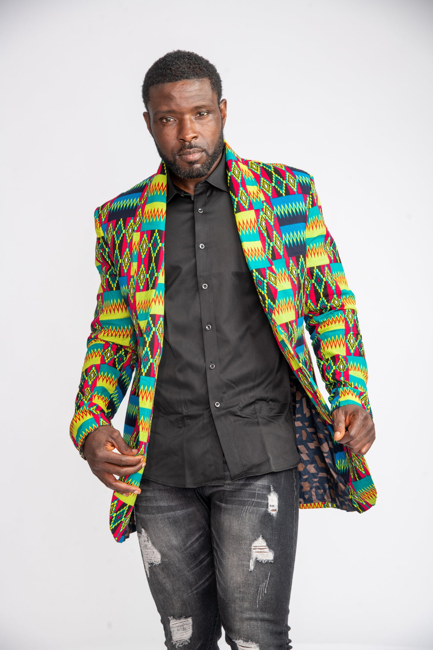 Seun Men African print Jacket