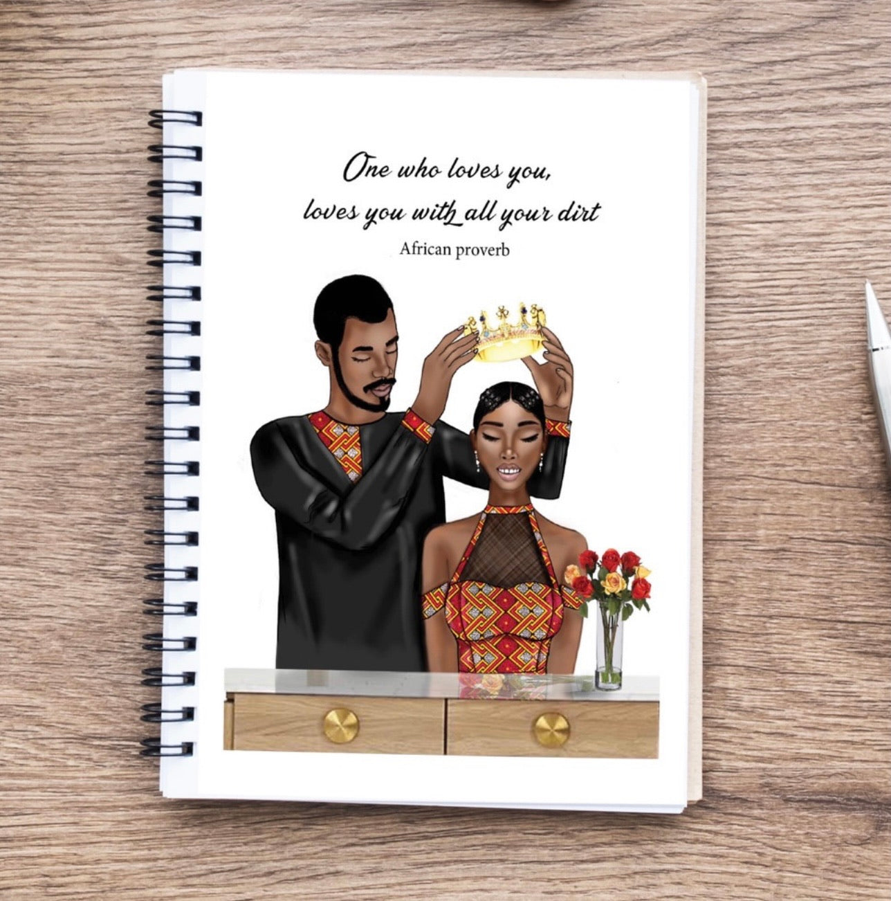 Wire notebook/Journal, with inspirational African proverb cover. Gift idea