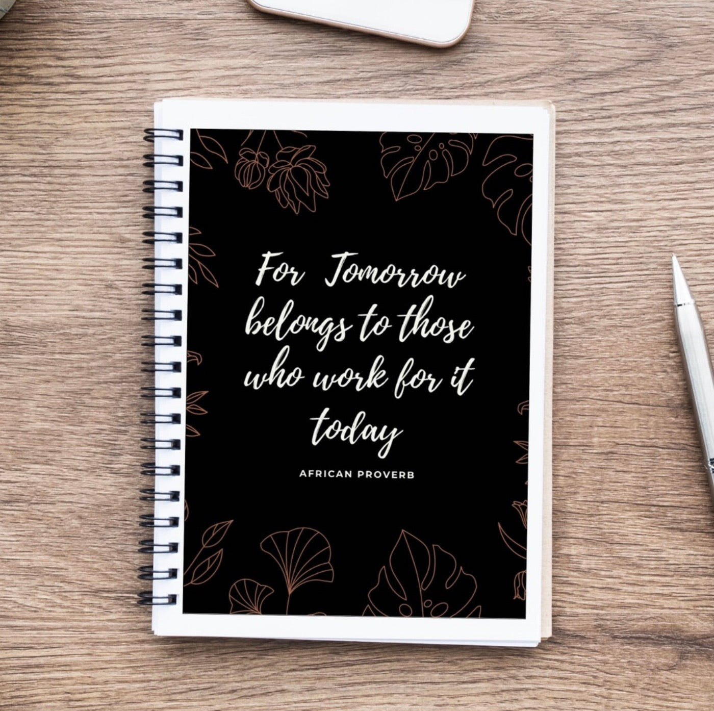 Wire notebook/Journal, with inspirational African proverb cover. Gift idea