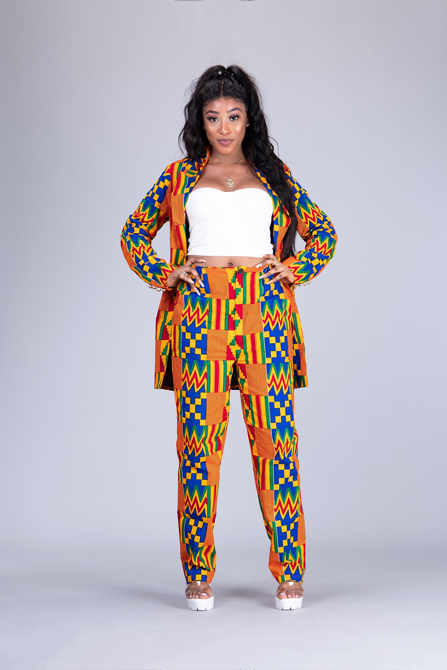 Efya African Print kente 2 piece suit / blazer dress - Afrothrone