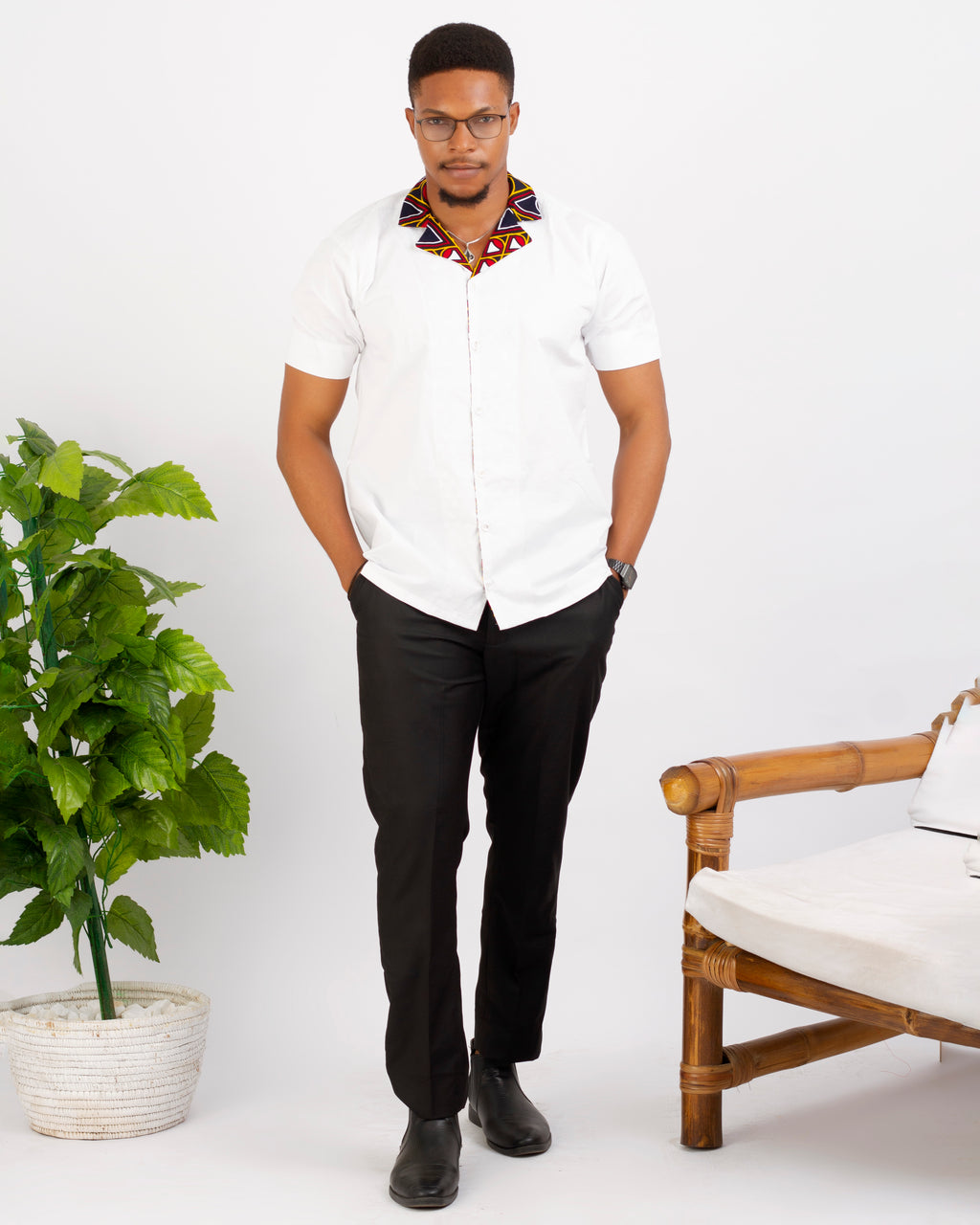 Ankara prints, white and Ankara short sleeves