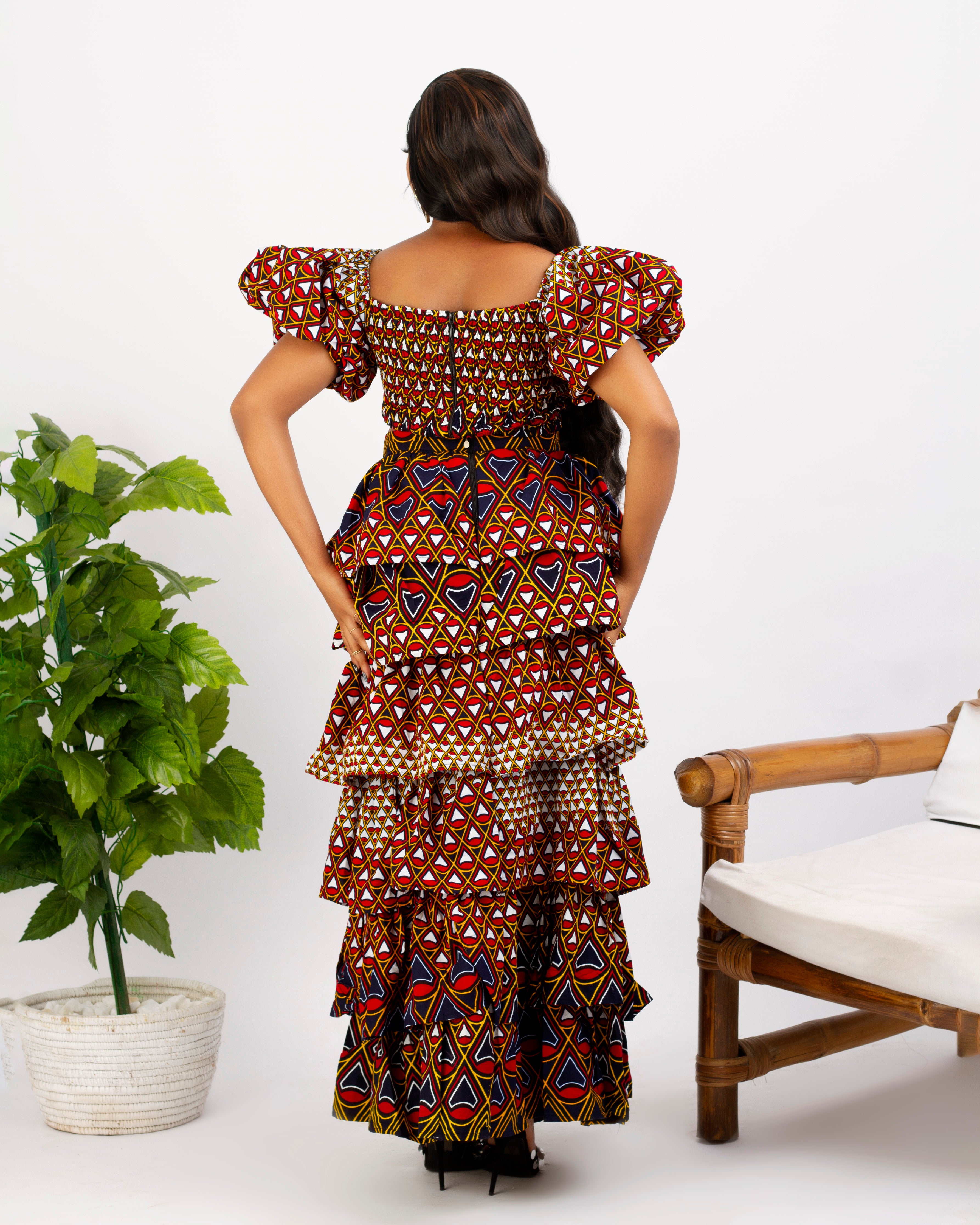 two piece Ankara set crop top and maxi flare skirt