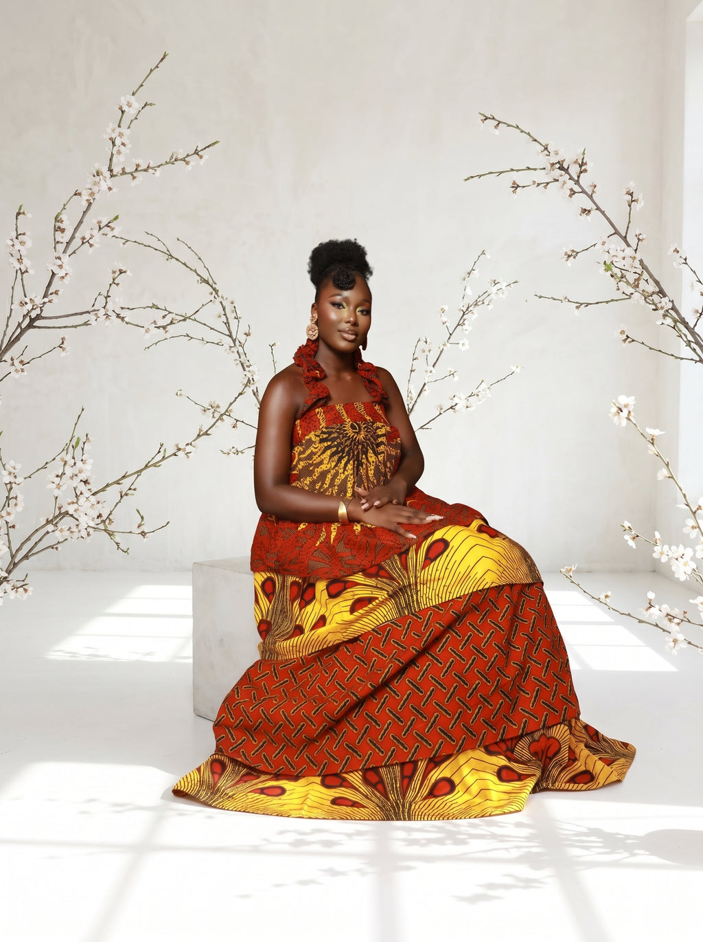 Zila Red African Print Maxi Dress