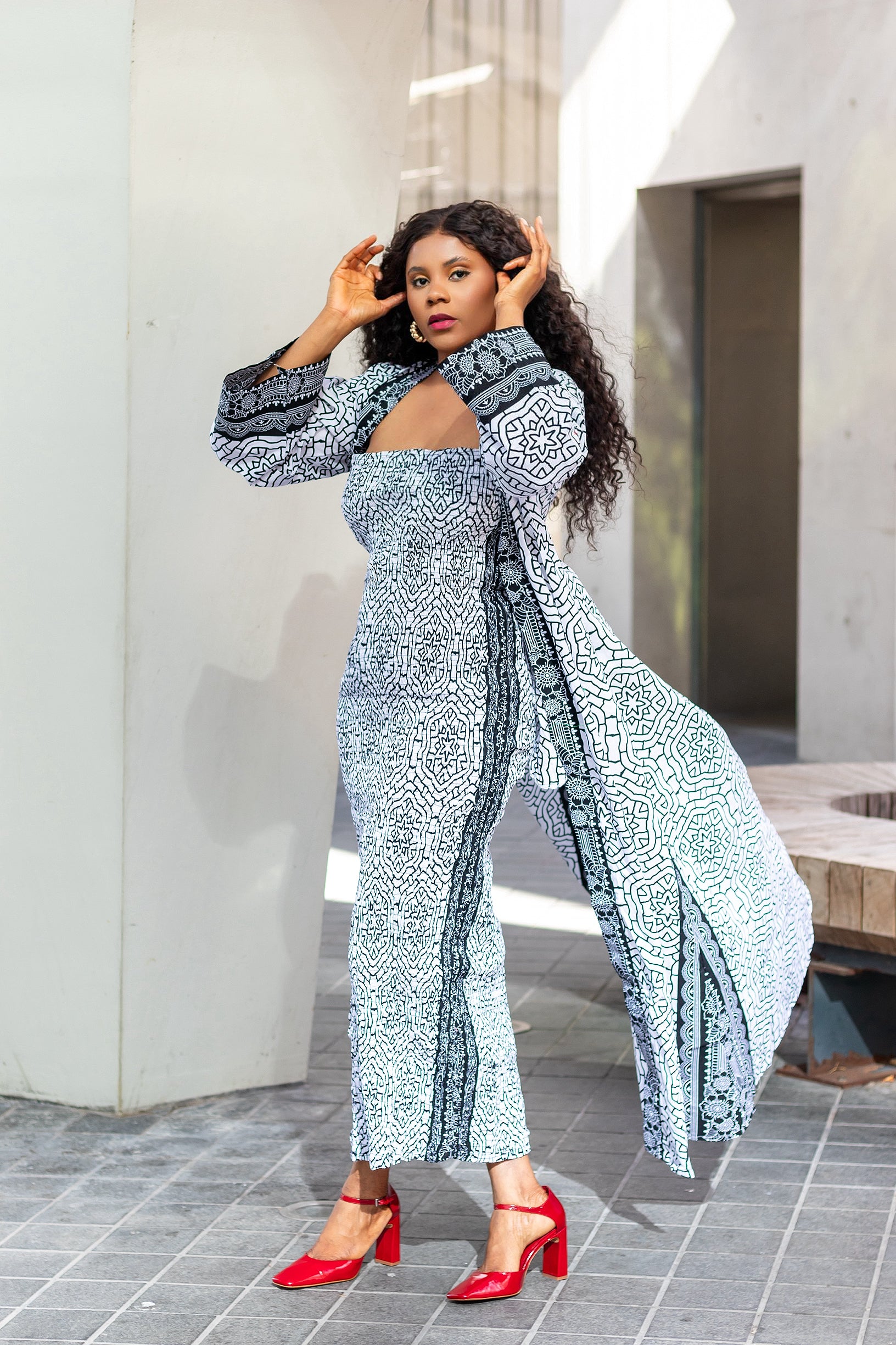 Isaa Sleeveless Smock dress and Kimono African Print set