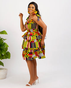  Sleeveless Ankara midi dress, multicolored prints mini ankara dress