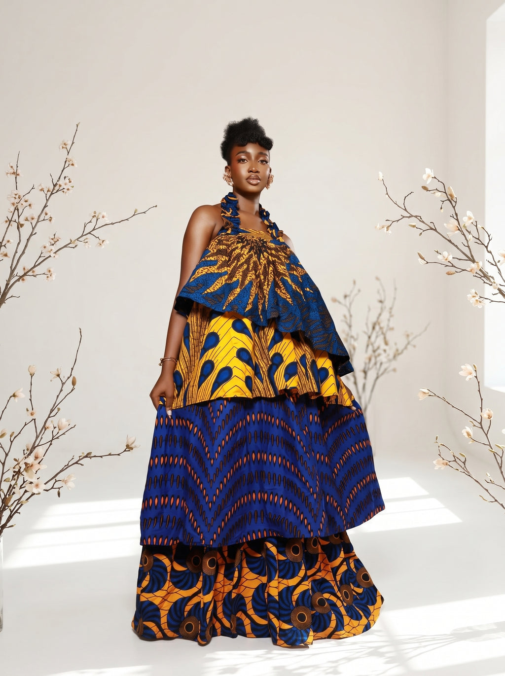 Zila Blue African Print Maxi Dress
