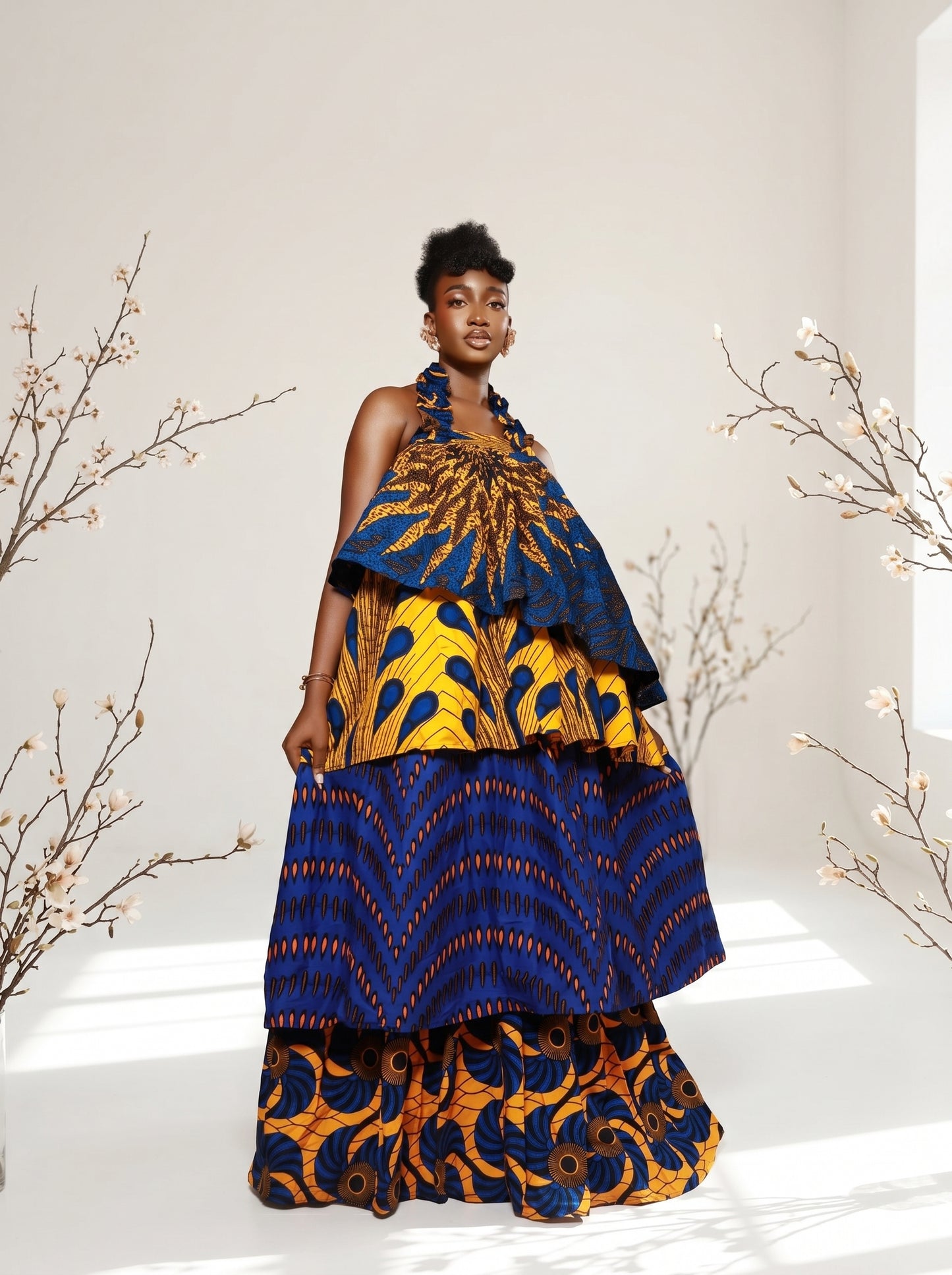 Zuriel Blue African Print Maxi Dress