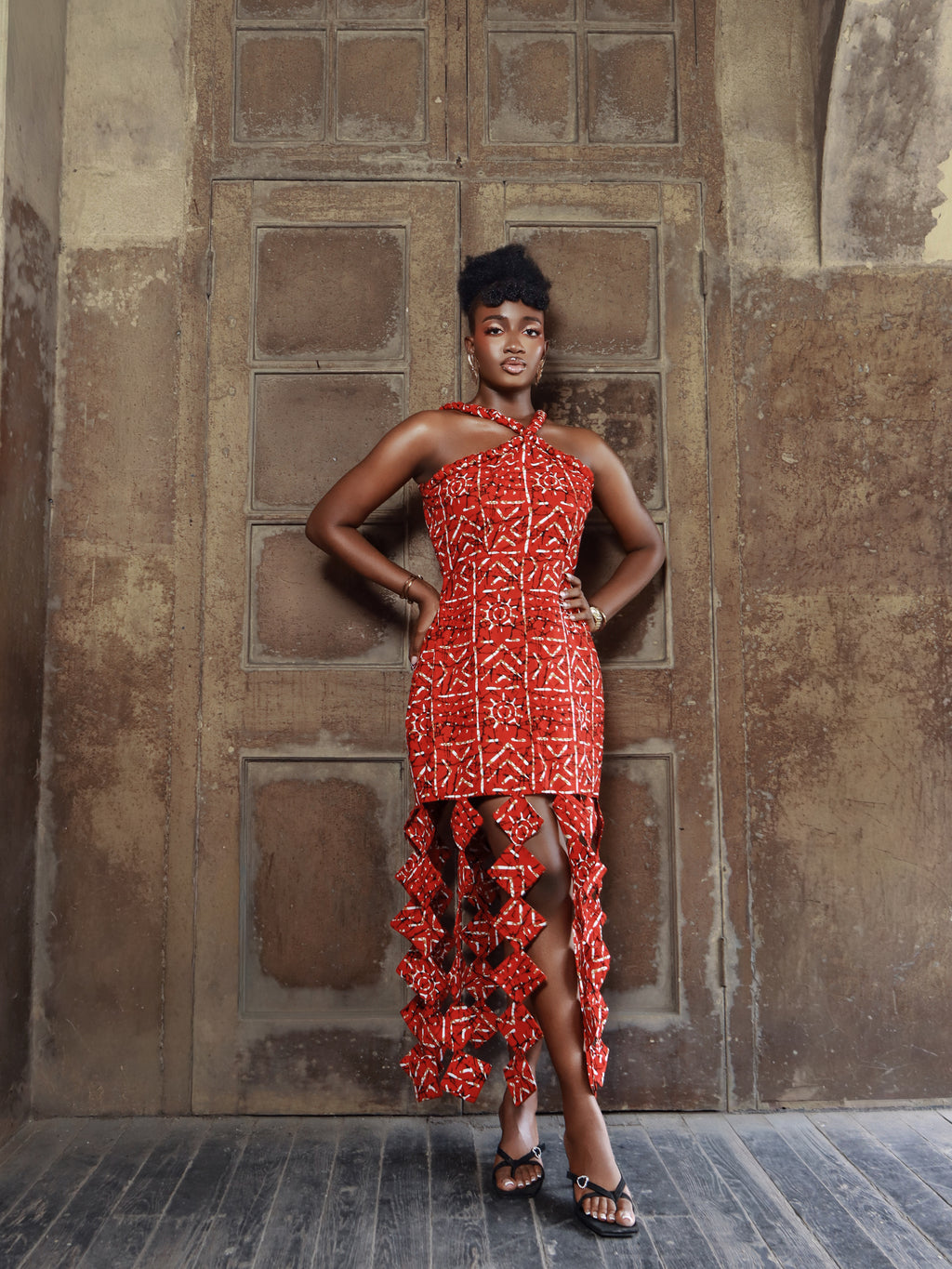 Oluchi Red African Print Red Dress