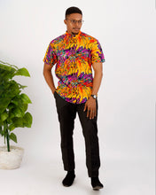 Load image into Gallery viewer, mens ankara shirt sleeve shirt, colorful African print, 