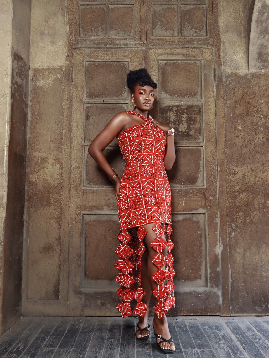 Oluchi Red African Print Red Dress