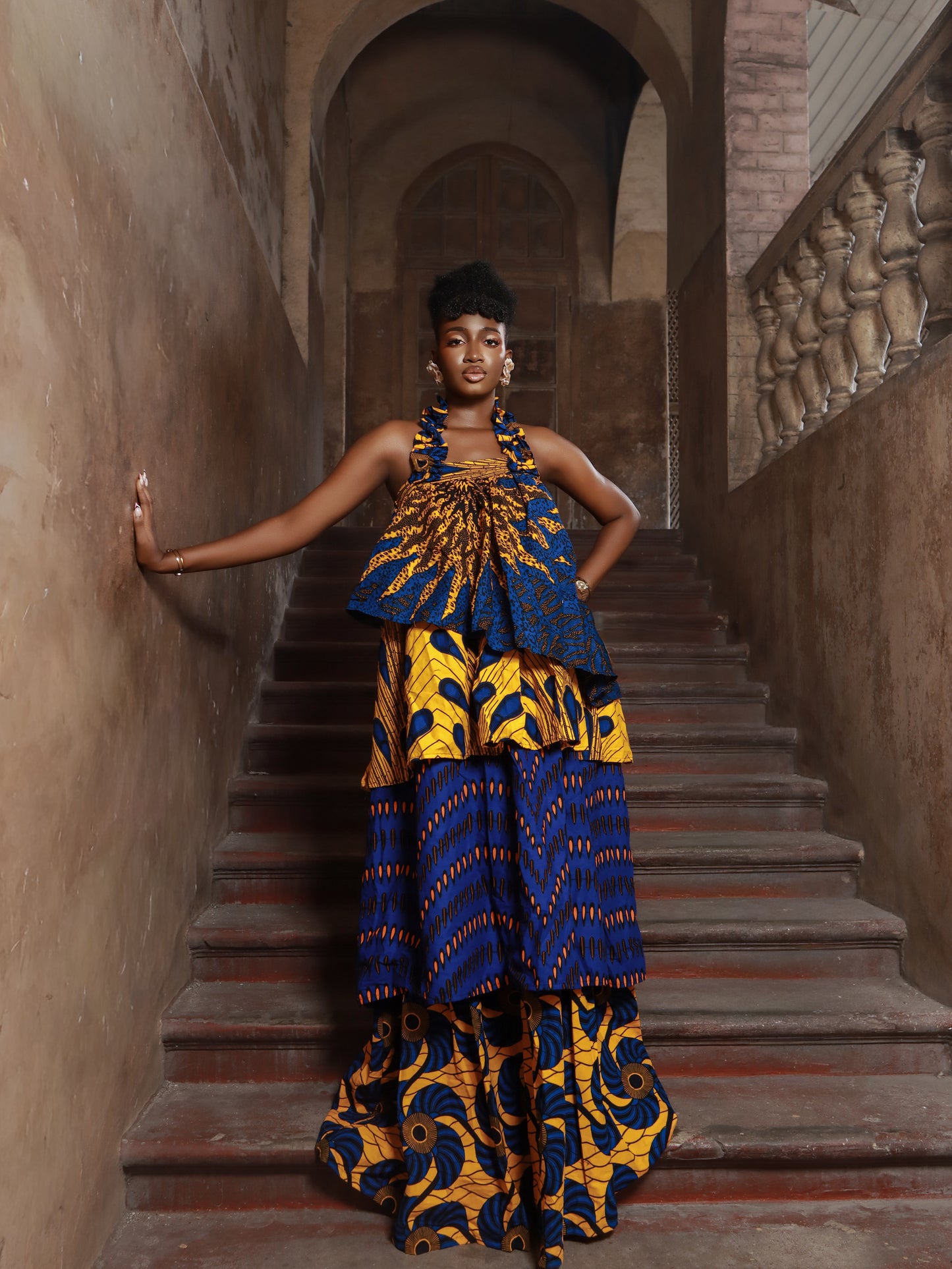 Zuriel Blue African Print Maxi Dress