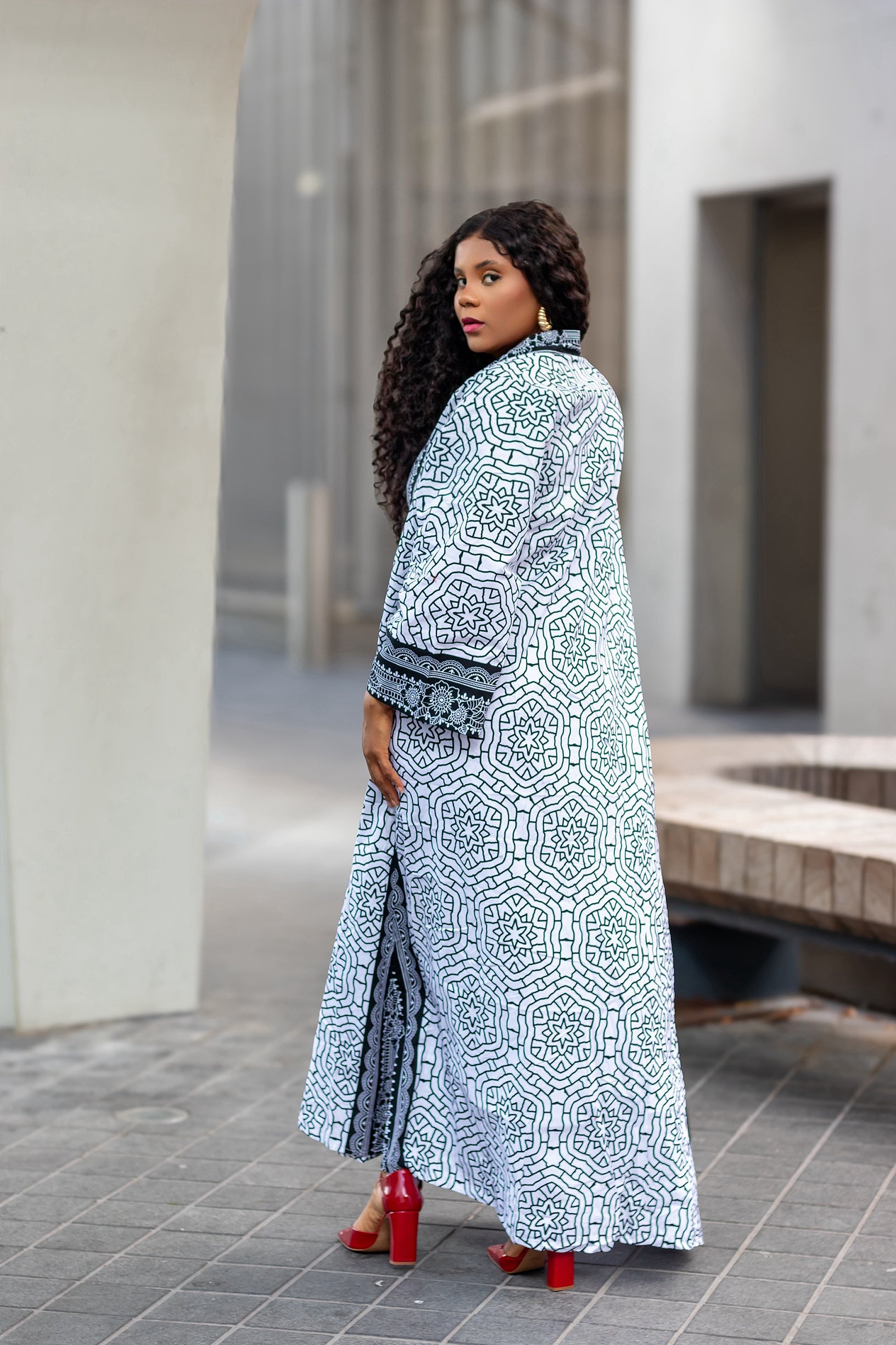 Isaa Sleeveless Smock dress and Kimono African Print set