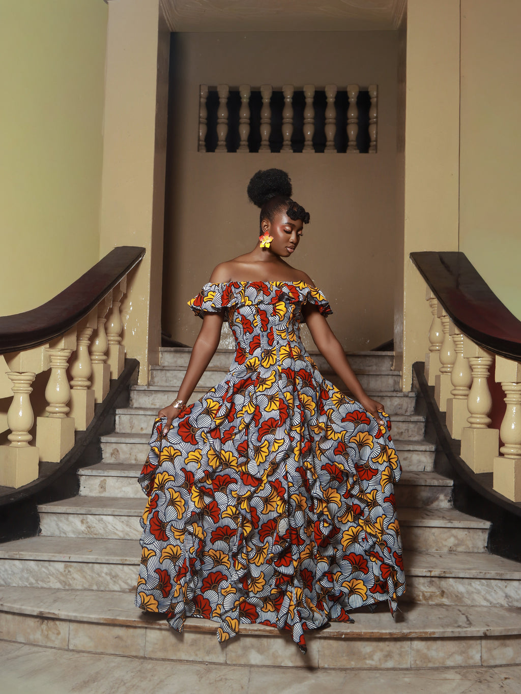 Imade Off-Shoulder Ankara Dress