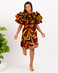 ruffles detailed sleeves, mini ankara dress