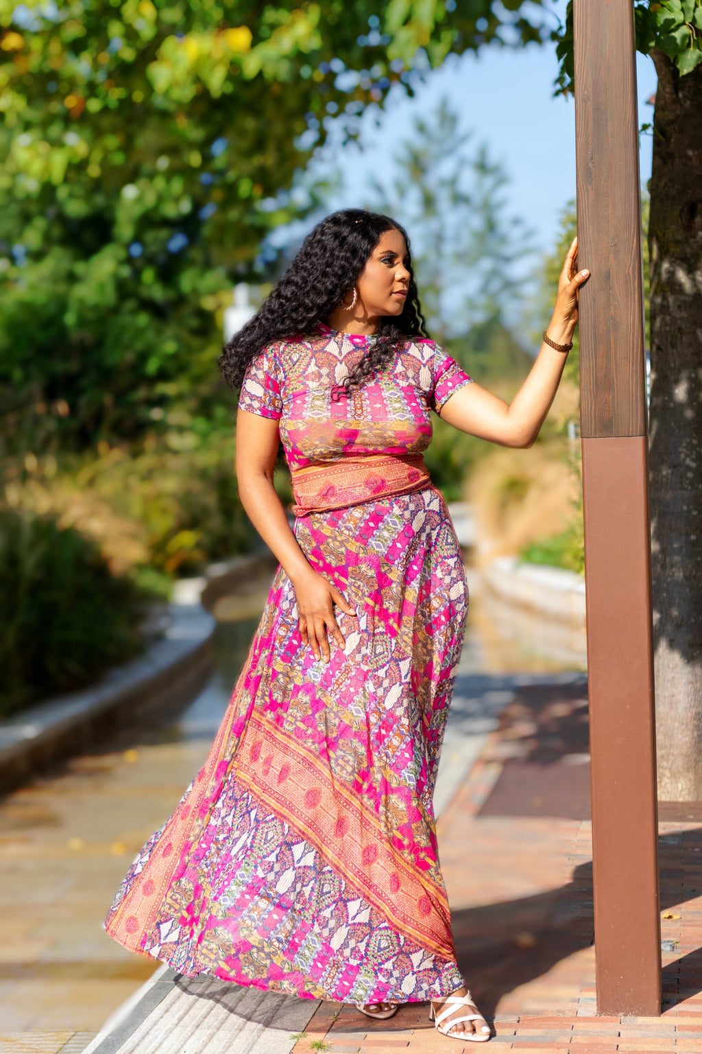 Maya 2 piece maxi skirt and top matching set