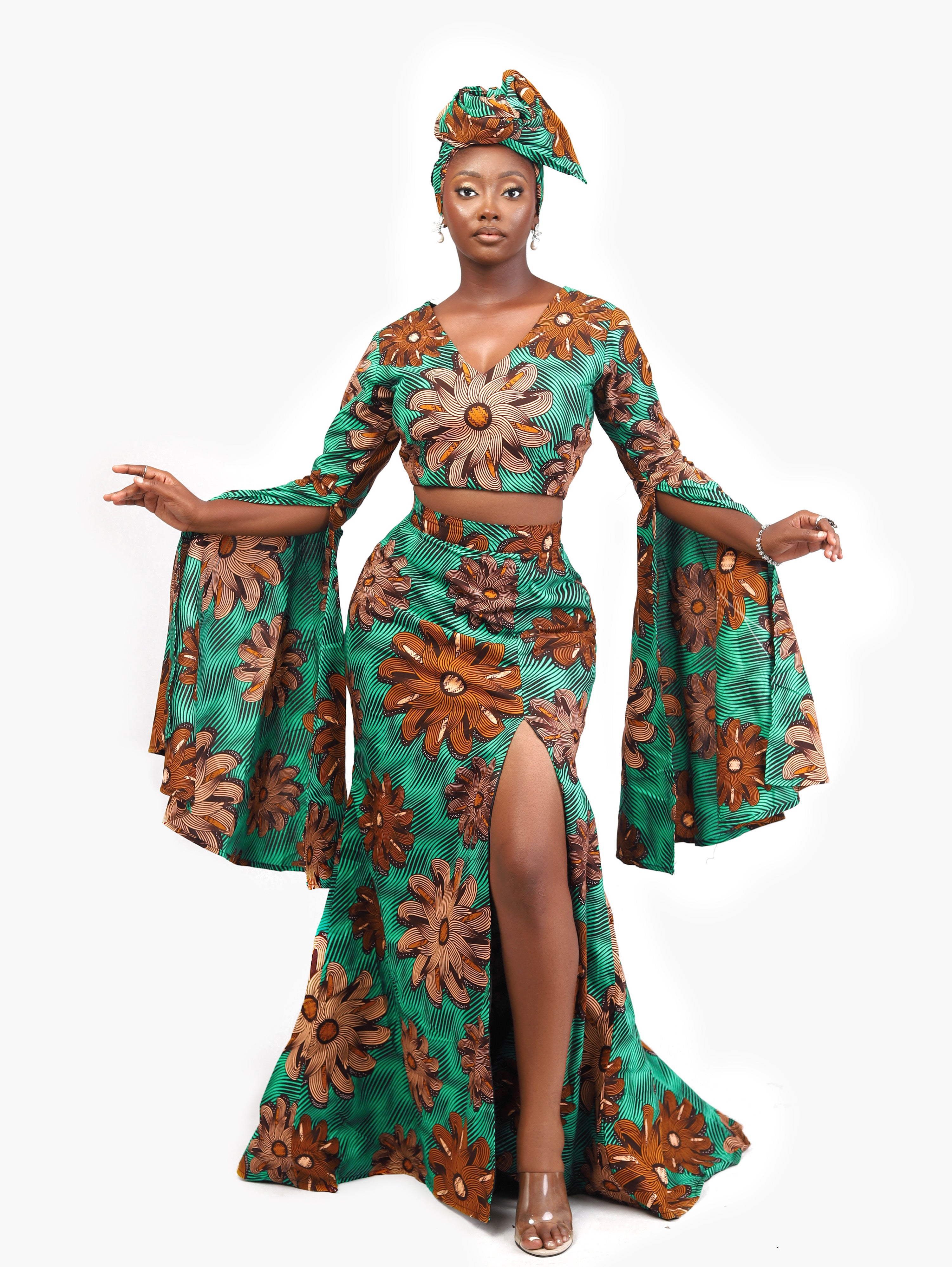 Afoma African Print Skirt and Top 2-Piece set
