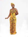 African Print full length dress and headscarf Shop on Afrothrone