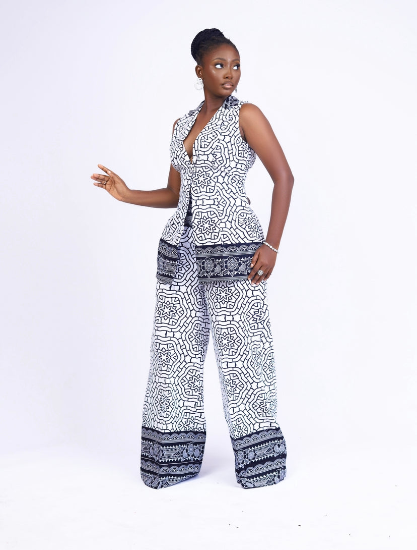 African Print pants and sleeveless jacket 2 piece set Shop on Afrothrone