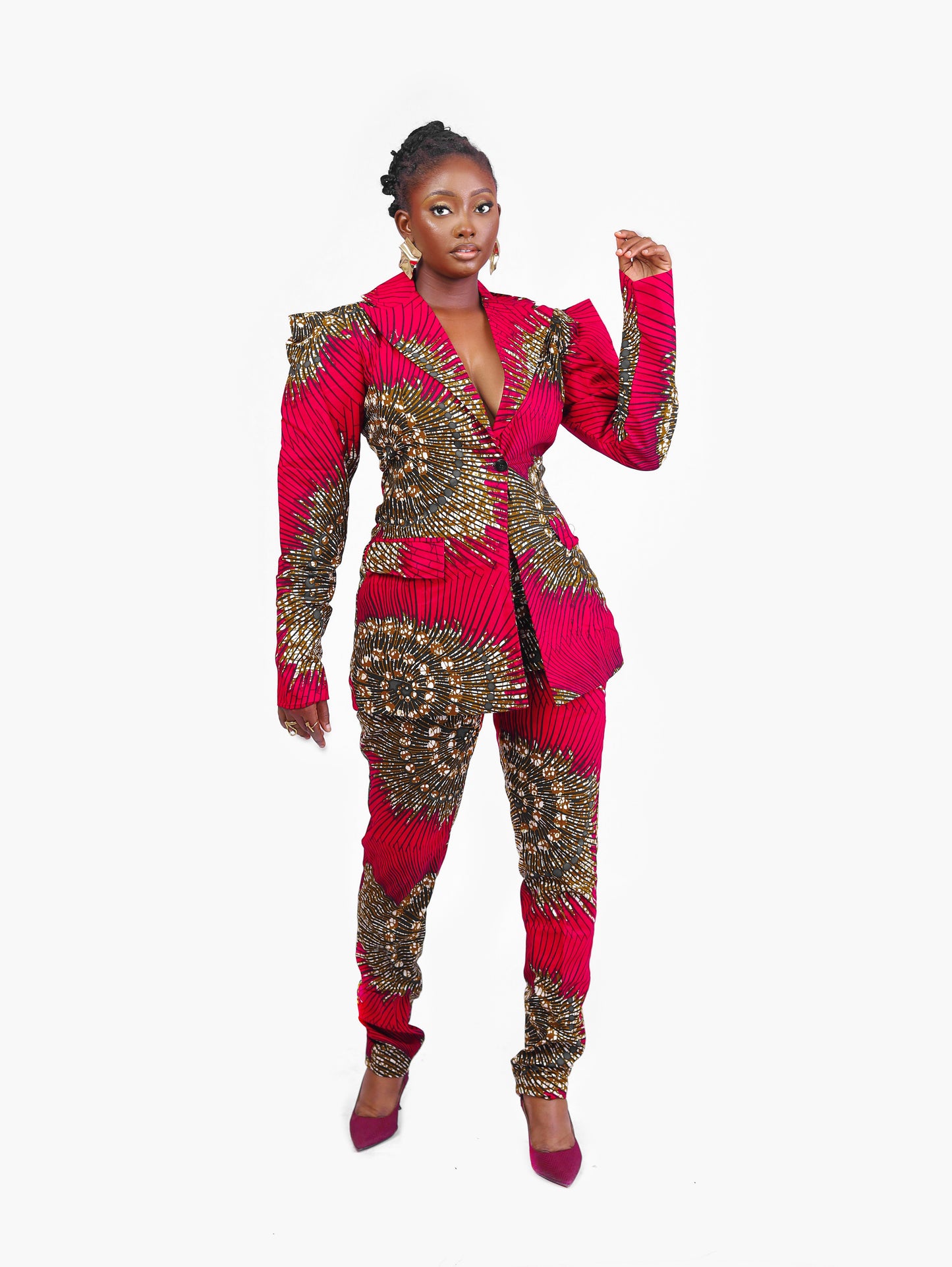 African Print pants and jacket suit set Shop on Afrothrone