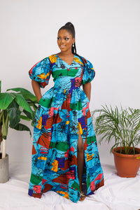 African Print maxi dress with slit Shop on Afrothrone