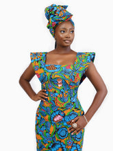 Load image into Gallery viewer, African Print full length dress and headscarf Shop on Afrothrone