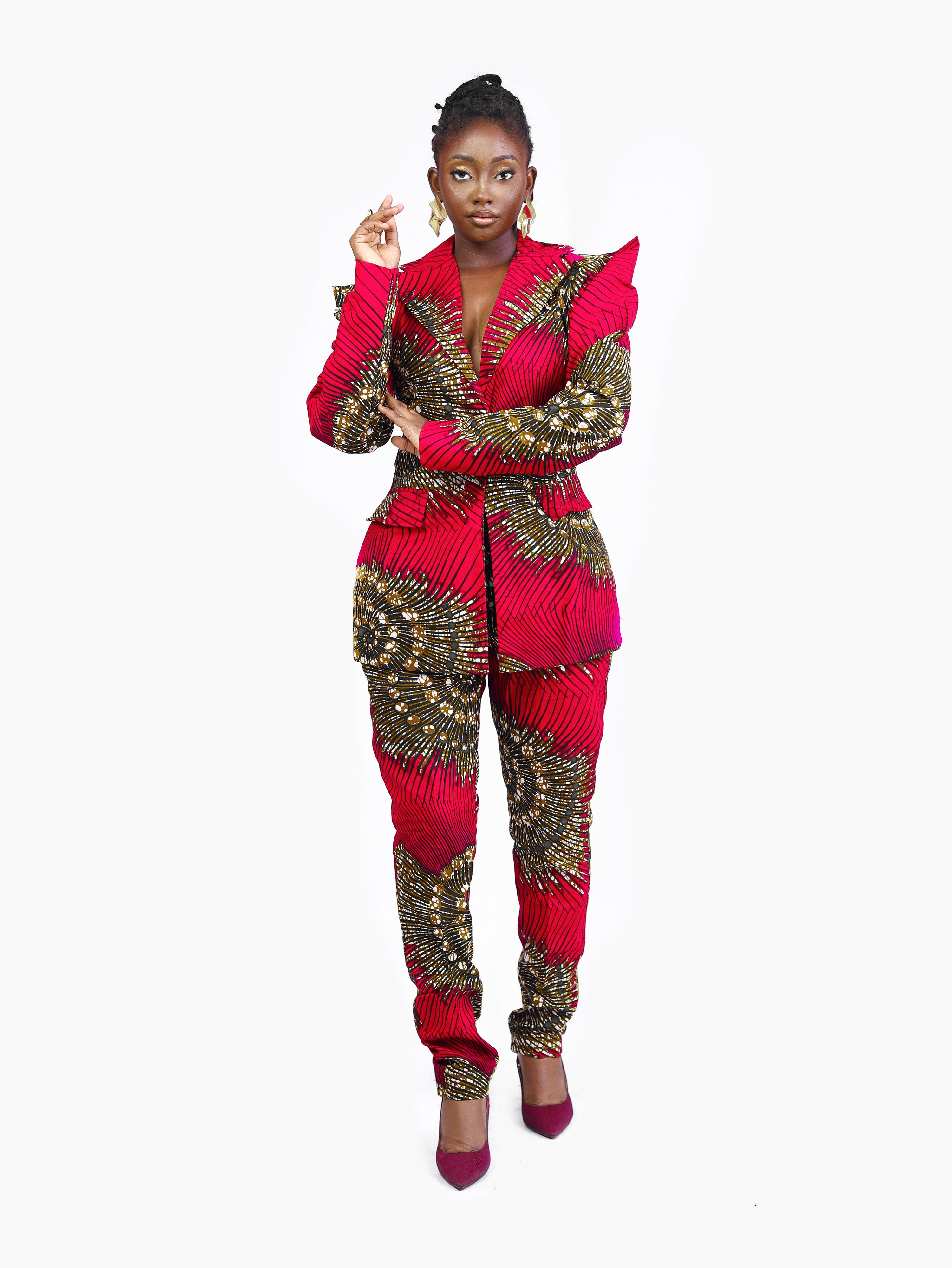 African Print pants and jacket suit set Shop on Afrothrone
