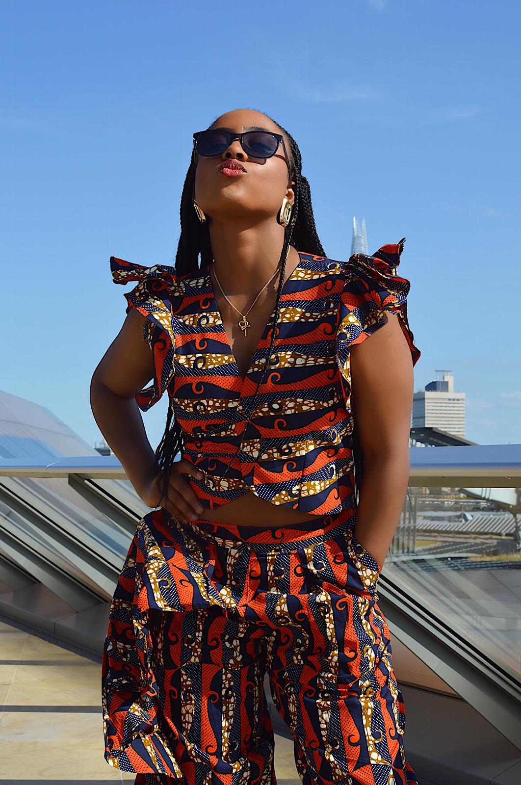 Zoya Ankara 2 piece trouser and crop top matching set - Afrothrone