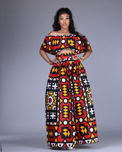 Lulu African print maxi skirt and crop top matching set / co-ord 2 piece - Afrothrone
