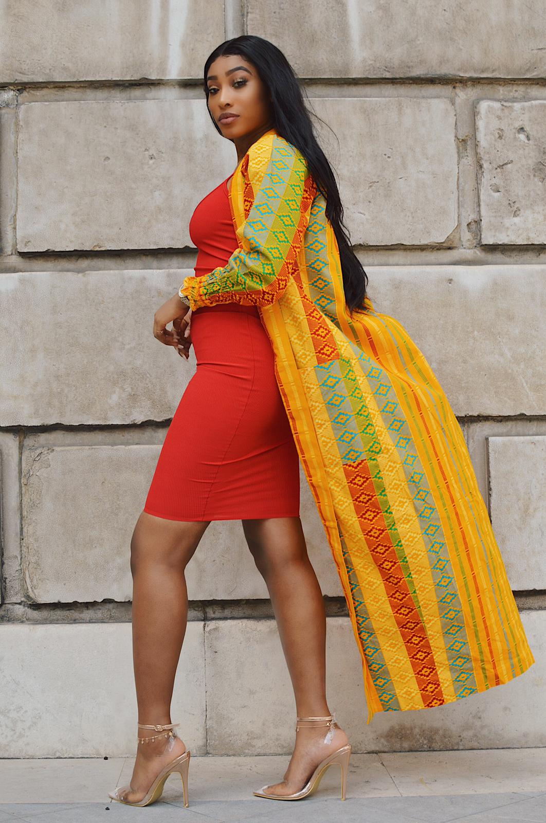 Binta African Print Kente duster coat - Afrothrone