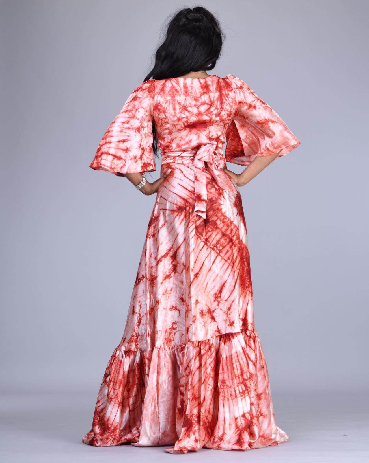 Maha African tie dye wrap dress/ kimono - Afrothrone