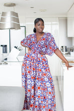 Load image into Gallery viewer, African print Ajare silk gathered waist palazzo pants trousers