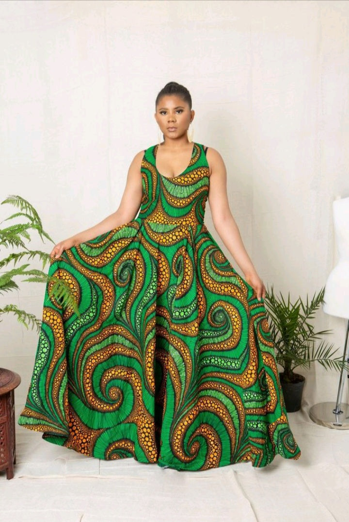 Chenemi Maxi African Print Dress