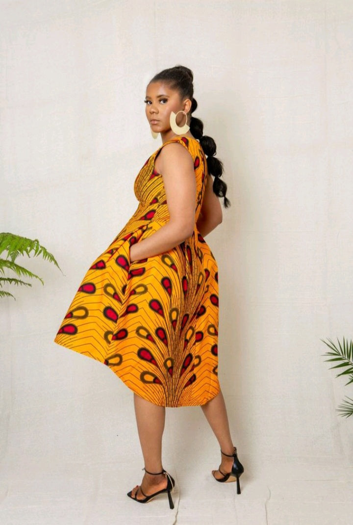 Tanya Midi African Print Dress