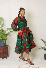 Load image into Gallery viewer, Halima Midi African Print Dress