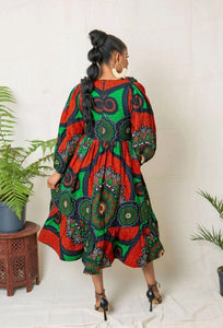 Halima Midi African Print Dress