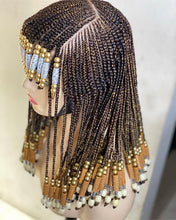 Load image into Gallery viewer, Beyonce inspired braids wig with bangs, Conrow Box braid wig, Feeding braids wig, braided wig, Conrow braided wig, Gypsy boho braids
