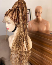 Load image into Gallery viewer, Goddess Conrow braids wig, Full lace braids,Goddess braided wig, Goddess stitch conrow braid wig, Bohemian braids, Boho braids, Updo conrow