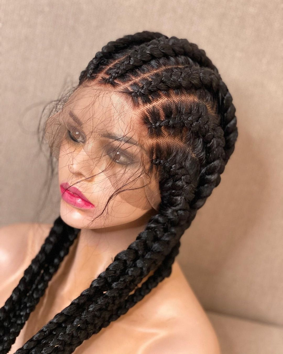 Stitch braids wig, Conrow braids, Feed in braids, All back conrow braid wig, Full lace stitch conrow braids, Box braid wig, Braided wig