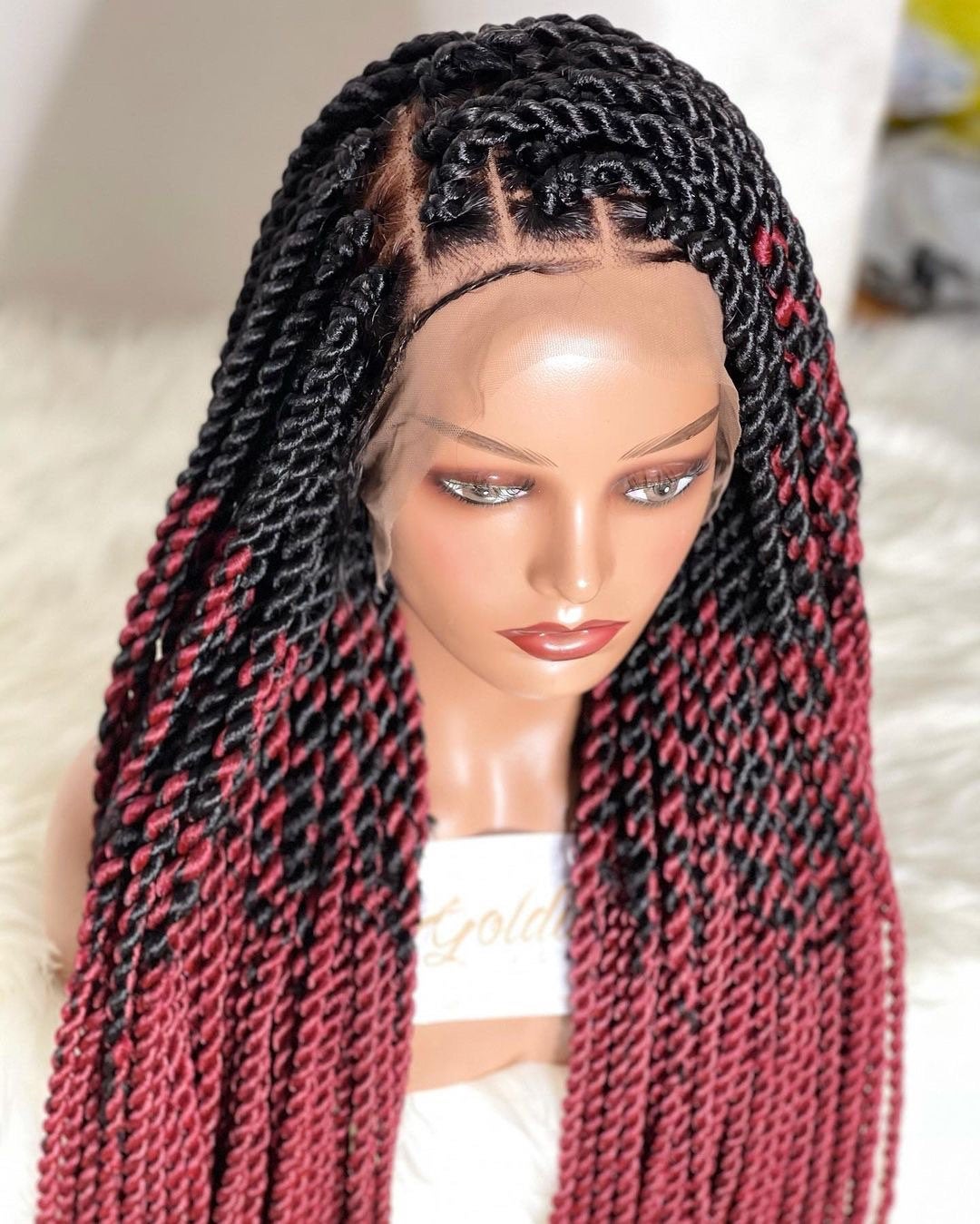 Braided Wig,knotless Box Braids, Cheap Black Women Wig,full Lace Wig,full  Frontal Wig,red Hair,braidswig, 