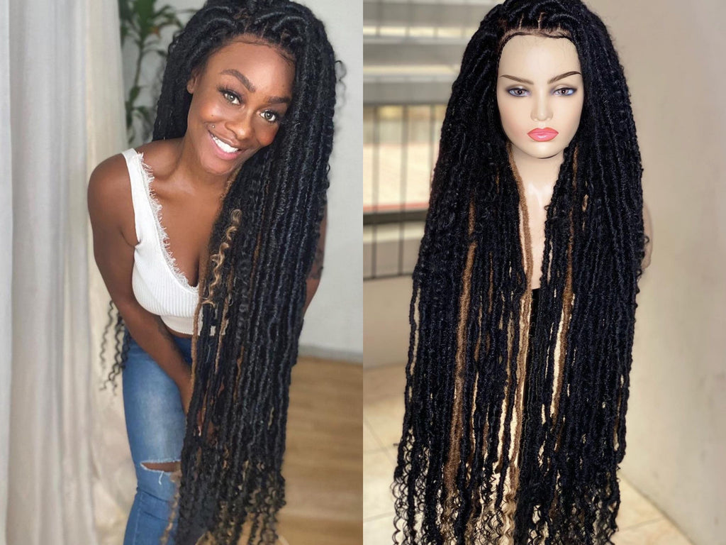 Goddess locs wig, Faux locs wig, Goddess locs, Dread locs wig, dreadlocks wig, goddess locs, boho locs, textured locs for black women