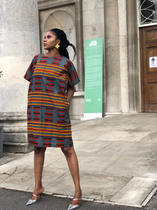 Mawusi African print kente tunic dress - Afrothrone