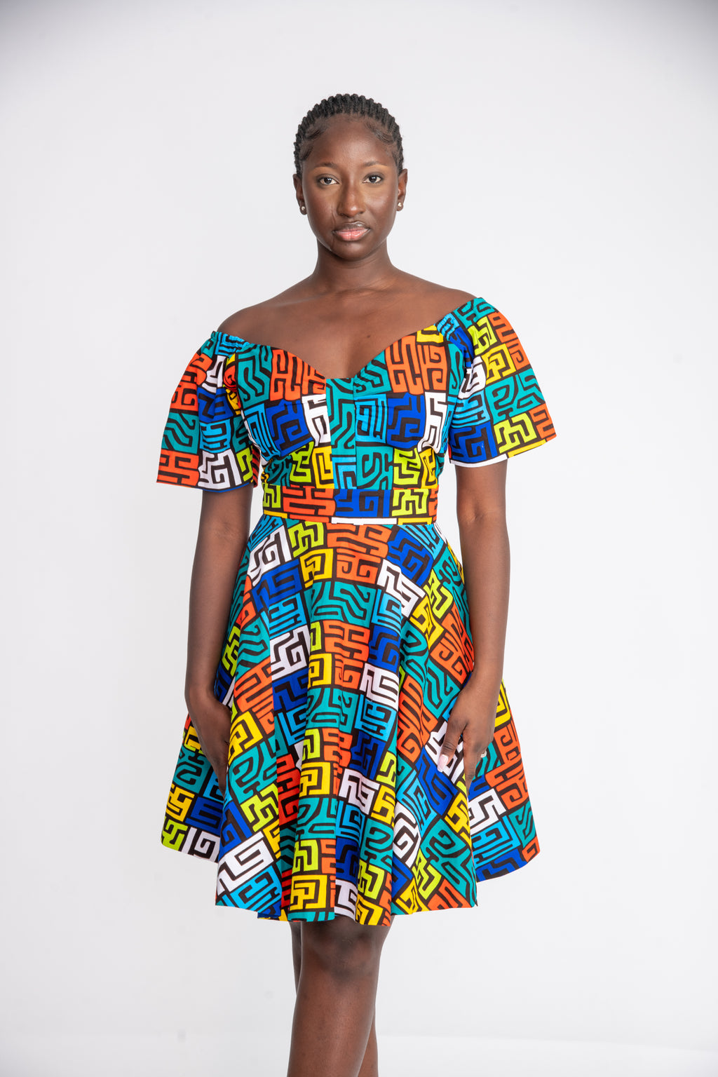Yomi Midi African Print Dress