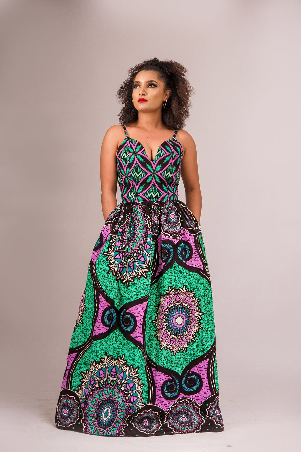 Kiki African Print Ankara Maxi Dress - Afrothrone
