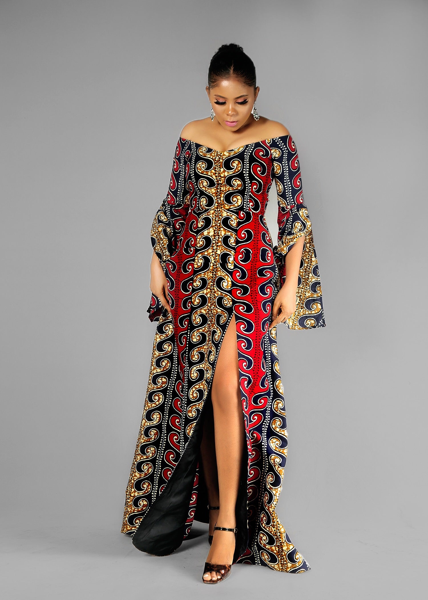 NEW IN Imani African print Ankara maxi dress with double slit - Afrothrone