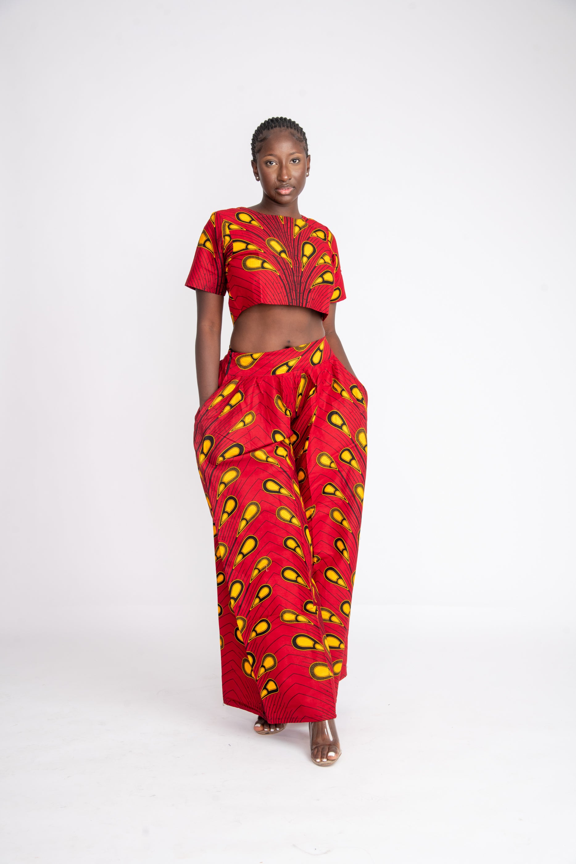 African print, ankara sets, two piece in african prrint.  crop and palazzo pants in ankara.