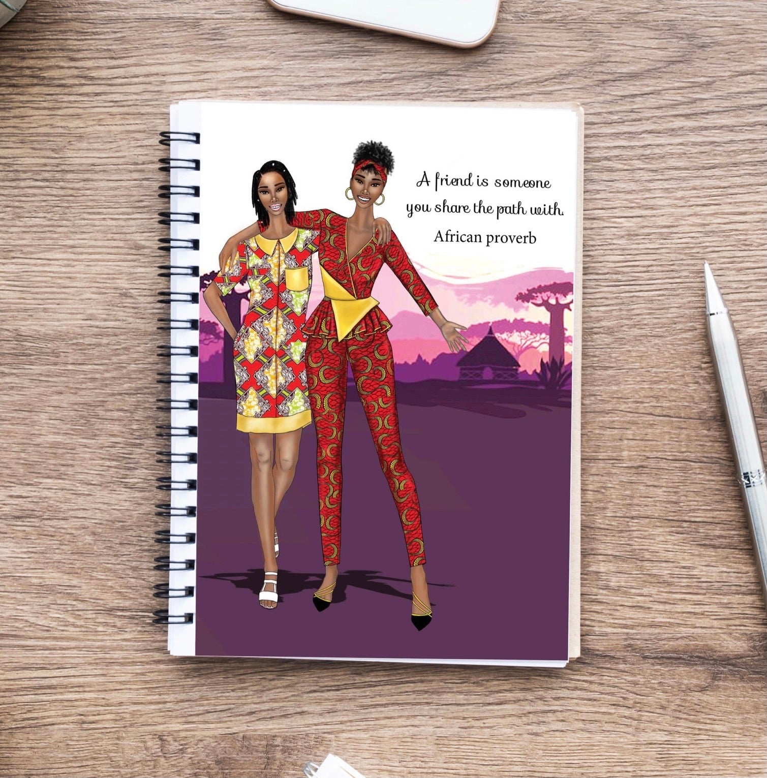 Wire notebook/Journal, with inspirational African proverb cover